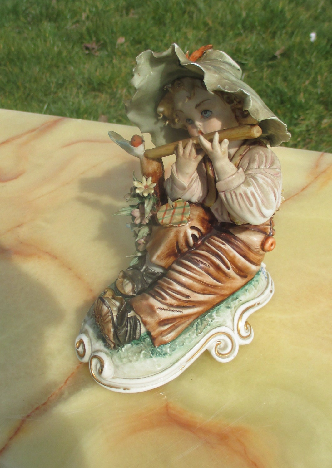 Vintage Capodimonte Porcelain Boy with outlet Flute by Tiziano Galli Made in Italy Signed Marked Figurine