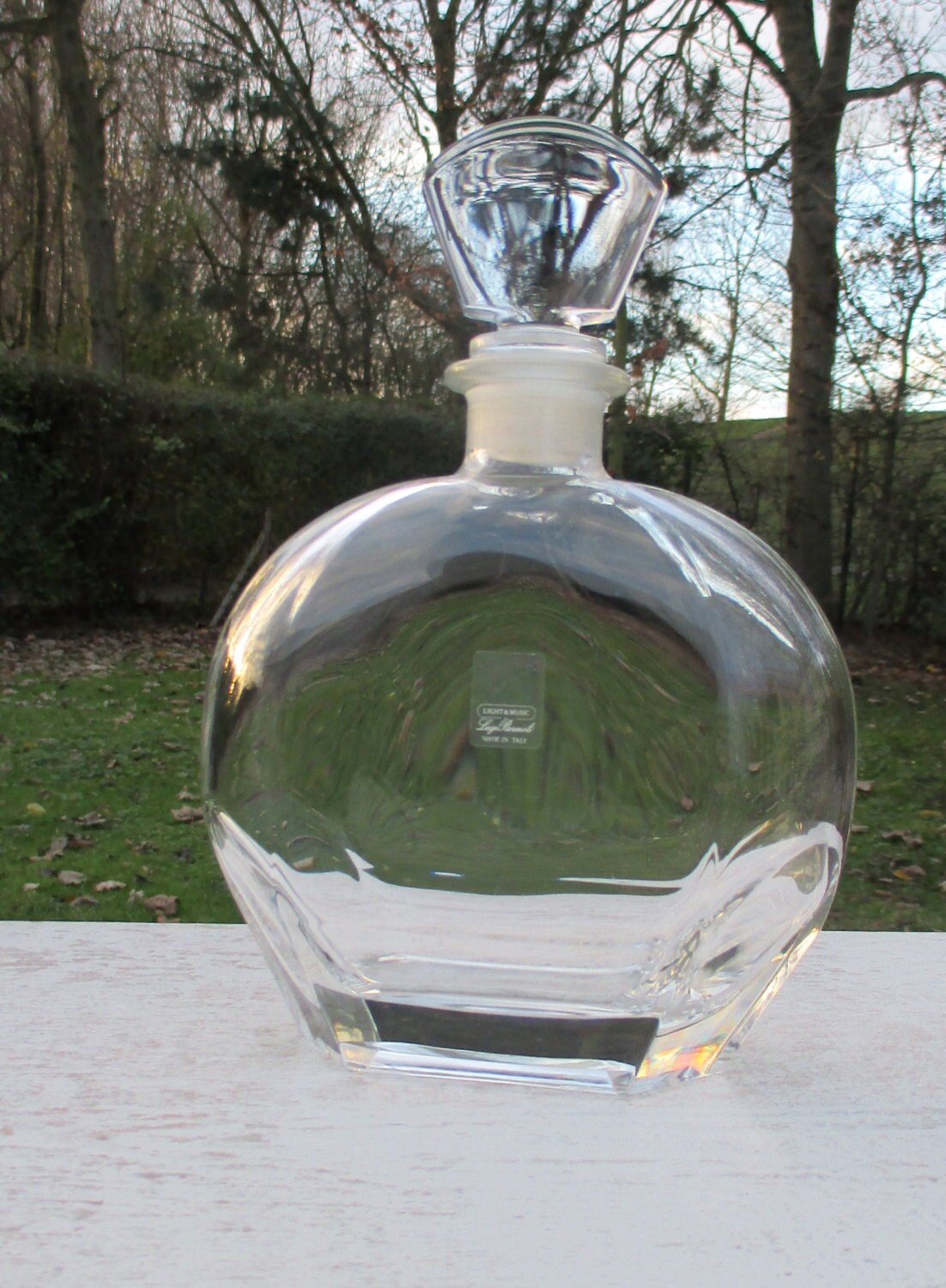 Luigi Bormioli Light & Music Clear Glass Decanter With Lid. Made in Italy.  Vintage Kitchen. Barware. 