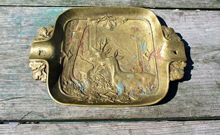 Brass Ashtray Souvenir of Echternach Luxemburg Dear Ornate