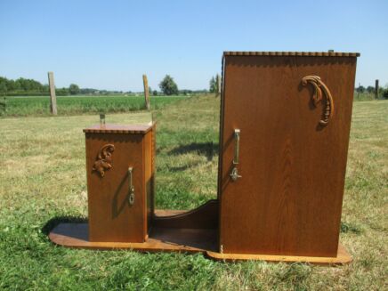 Antique French Kitchen Corner Medicine Cabinet Double Beveled glass Commode