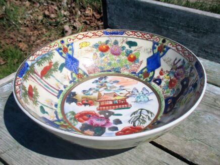 Vintage Imari Style Japanese Dish Fruit Bowl Centerpiece Gorgeous Design