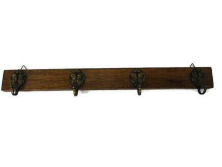 Small Vintage Hand Carved Wood Wall Shelf Coat Hat Kitchen Rack Mid Century Simple Breughel Hooks