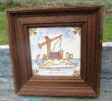 Delft Tile Dutch Polychrome Well Hand Painted Landscape Gorgeous Framed