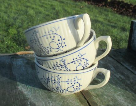 3 Large Antique Vintage Boch Copenhague Kopenhagen soup coffee tea cups Marked