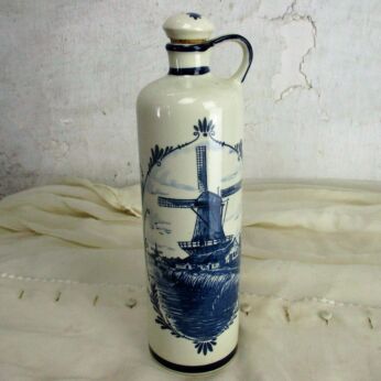 Delft Blue Gin Liqueur Decanter Bottle Cork Stopper Decorative Blue White Bols