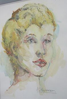 Aquarel by Hubert Stuyvaert titled Lady in gold Gorgeous Portrait of a young Woman Framed Wood