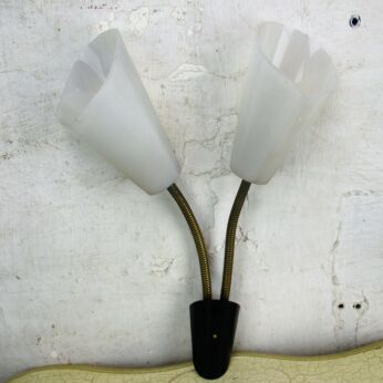 Retro Double Wall Sconces Mid Century Space Age Brass Plastic Sconces