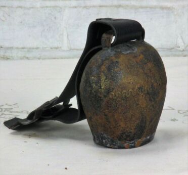 Vintage Large Authentic Swiss Cowbell Rustic Bell Strap