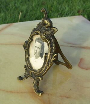 Antique Very Small Brass Miniature Picture Frame Art Deco