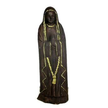 Large Hand Carved Wooden Statue Woman Nun Saint Praying Gold touches Folk Art