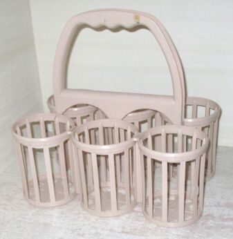 Vintage Beige Plastic Bottle Holder