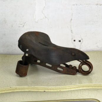 Antique Leather Cyclobel Holland Motorcycle Bicycle Saddle Seat Spring Vintage