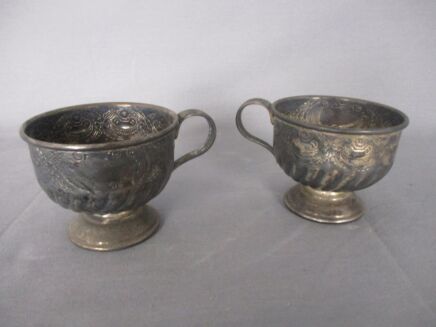 Vintage Silverplated Alpha Plate Chased in England Sheffield Two Cups