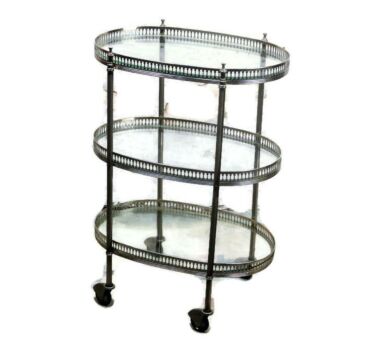 Small Three Tier Bar Cocktail Tea Cart Trolley Mid Century Modern Loft HTF