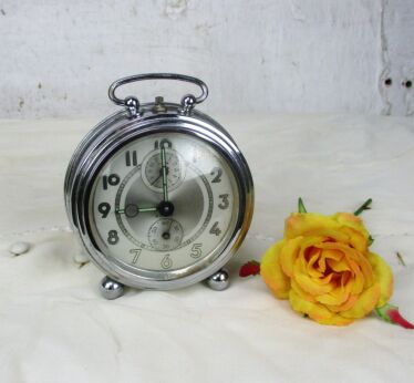 Vintage Bayard French Alarm Clock Working Mechanical Wind Up Collectible Table