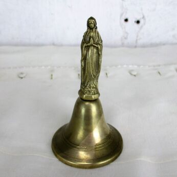 Small Virgin Mary Madonna Table Bell Brass Clapper Lovely HTF Sweet Sound