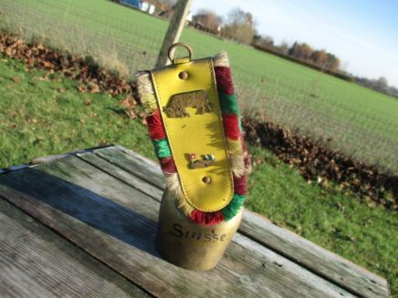 Vintage Authentic Swiss Cowbell Rustic Bell Strap Suisse