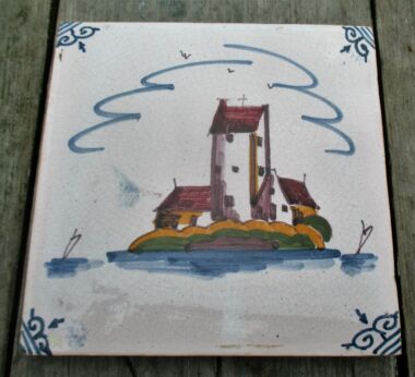 Lovely Tile Polychrome Church Landscape