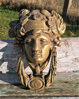 Vintage Heavy Brass Door Knocker Medusa Goddess Head Architectural Reclaimed