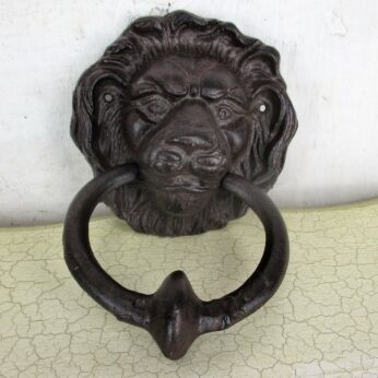 XXL Cast Iron Door Knocker Lions Head Ring Architectural Gorgeous Reclaimed