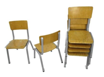 set of 6 children's School Kindergarten Chairs Vintage Retro Stack-able