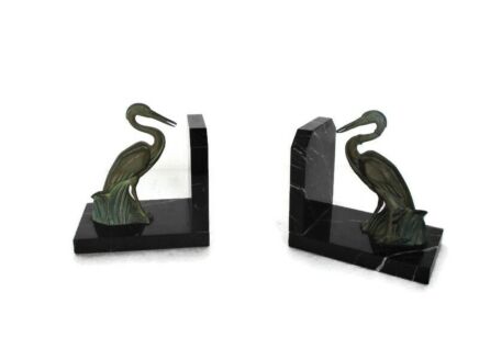 Bookends heron Figurines Statues Sculptures Marble Bronze Art Deco