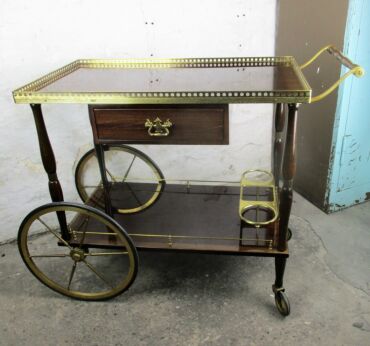 Bar Cocktail Entertainment Cart Trolley Veneer Wood Drawer Retro Funky Vintage