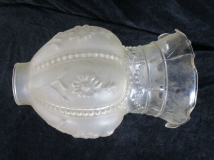 Glass Shade Oil Lamp Floral Design Pressed Glass Hobnail Tulip form Clear Glass