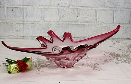 Lovely Cranberry Red Bowl Dish Centerpiece era Murano Seguso Art Glass Italian