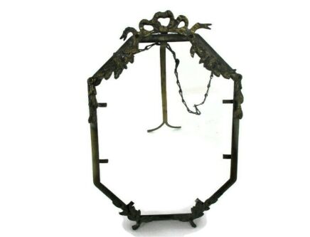 Large French Standing Brass Embossed Oval picture frame Ornate Rococo