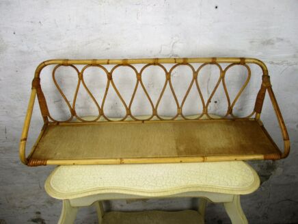 Vintage Bamboo Cane Rattan Book Kitchen Rack Shelve Boho Chic Loft