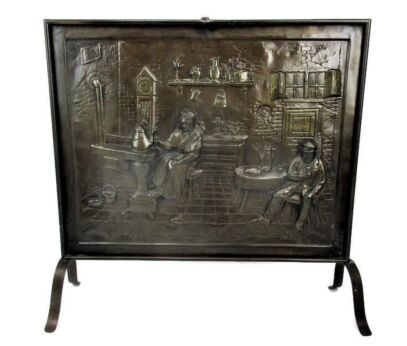 Fireplace Screen Spark Guard Face Copper Brueghel Breughel Scene