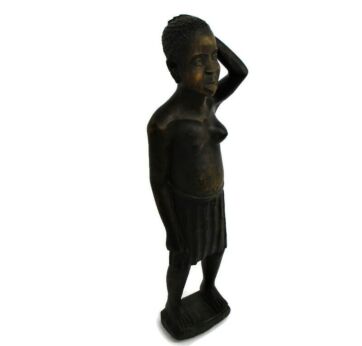 Large Hand Carved Wooden Statue Figurine African Tribal Woman 38.18"