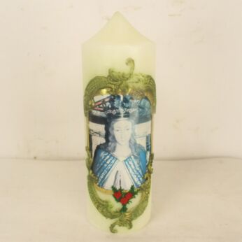 devotional votive Church candle Virgin Mary Crowned Madonna Gorgeous