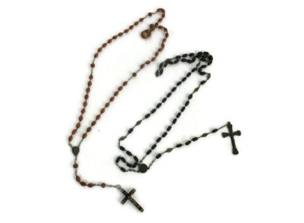 2 Rosaries Antique Rosary Wooden Beads Priest Nun Wood Christianity