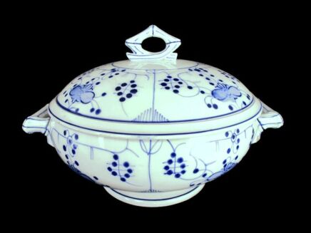 Antique Royal Copenhagen blue Fluted Soup Tureen Dish Marked Sarreguemines 1875-1900