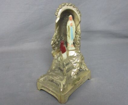 Small Lourdes Music Box Virgin Mary St Bernadette French France Spelter Not Working