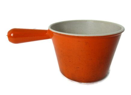 vintage French Le Creuset Authentic Orange Cast Iron Dutch OvenSkillet Sauce Frying Pan