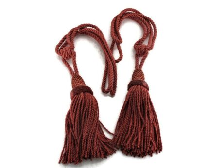 Vintage Authentic pair Curtain Tie backs Tassel Rope Cord Pink