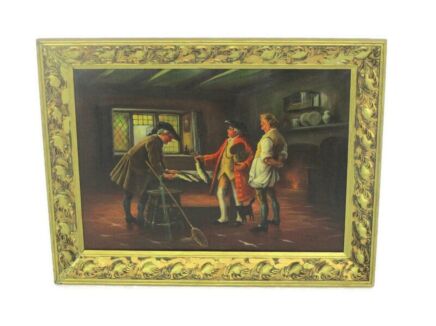 Oil Painting Ornate Wood Plaster Frame Victorian Fisherman Signed L Neyns Beautiful