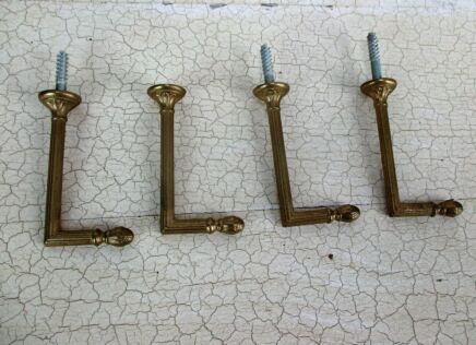 4 lovely small Curtain Tie backs curtain holders brass Hollywood Regency