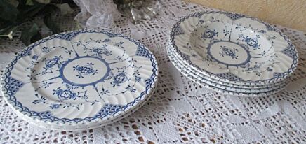 Vintage Aynsley Est Ironstone England Copenhagen Blue Denmark 6 plates