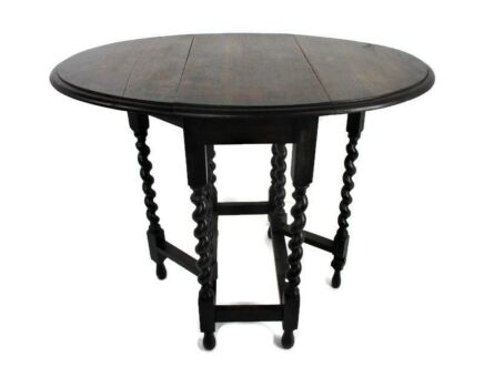 Vintage Barley Twist Wood Oval Drop Leaf Gate Table Gorgeous Victorian Style Barn Country Gorgeous