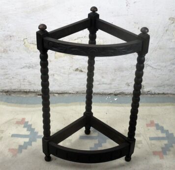 Bobbin Legs Umbrella Stand Rack Hand Carved Wood Jacobean Style Ornate