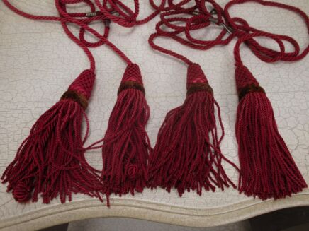 Vintage Authentic 2 pairs Curtain Tie backs Tassel Rope Cord Red