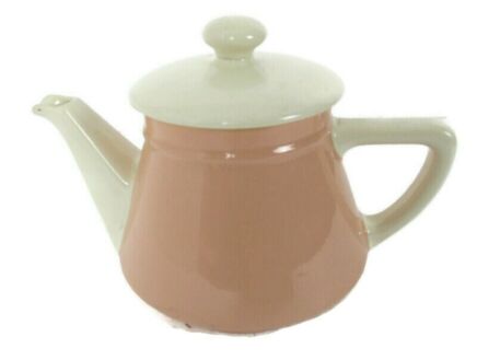 1950s Villeroy Boch France Saar economic union Mettlach sage Ceramic teapot Pink White Marked Rare