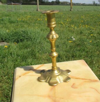 Antique Brass Candle Holder English 18th Century