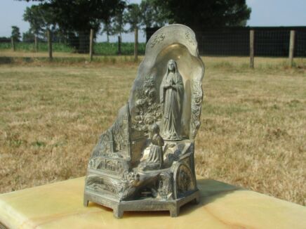 Large Vintage Lourdes Music Box Virgin Mary St Bernadette Working French France