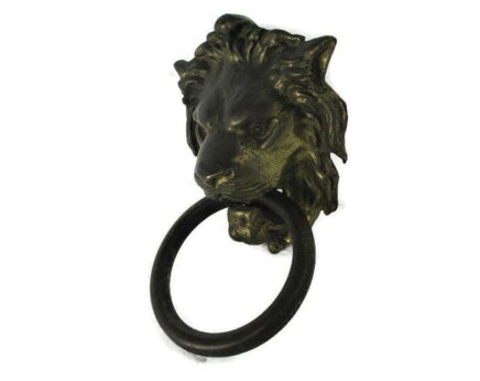 XL Brass Door Portal Knocker Lions Head Ring Architectural Gorgeous Reclaimed