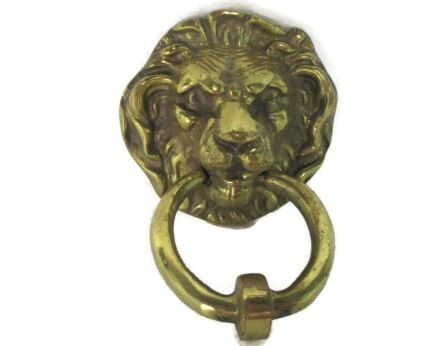 Vintage Small Brass Door Knocker Lions Head Architectural Reclaimed 5.90"